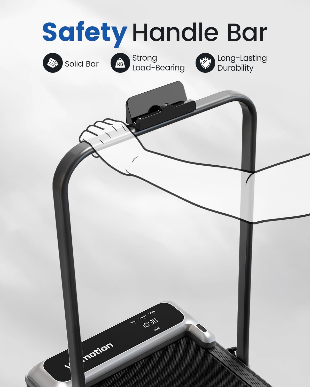 Walking Pad Treadmill with Handle Bar and Adjustable Incline, Compact Portable Treadmills for Home Office, 2.5HP Quiet Anti-Slip Under Desk Treadmills, 0.6 detail image 3