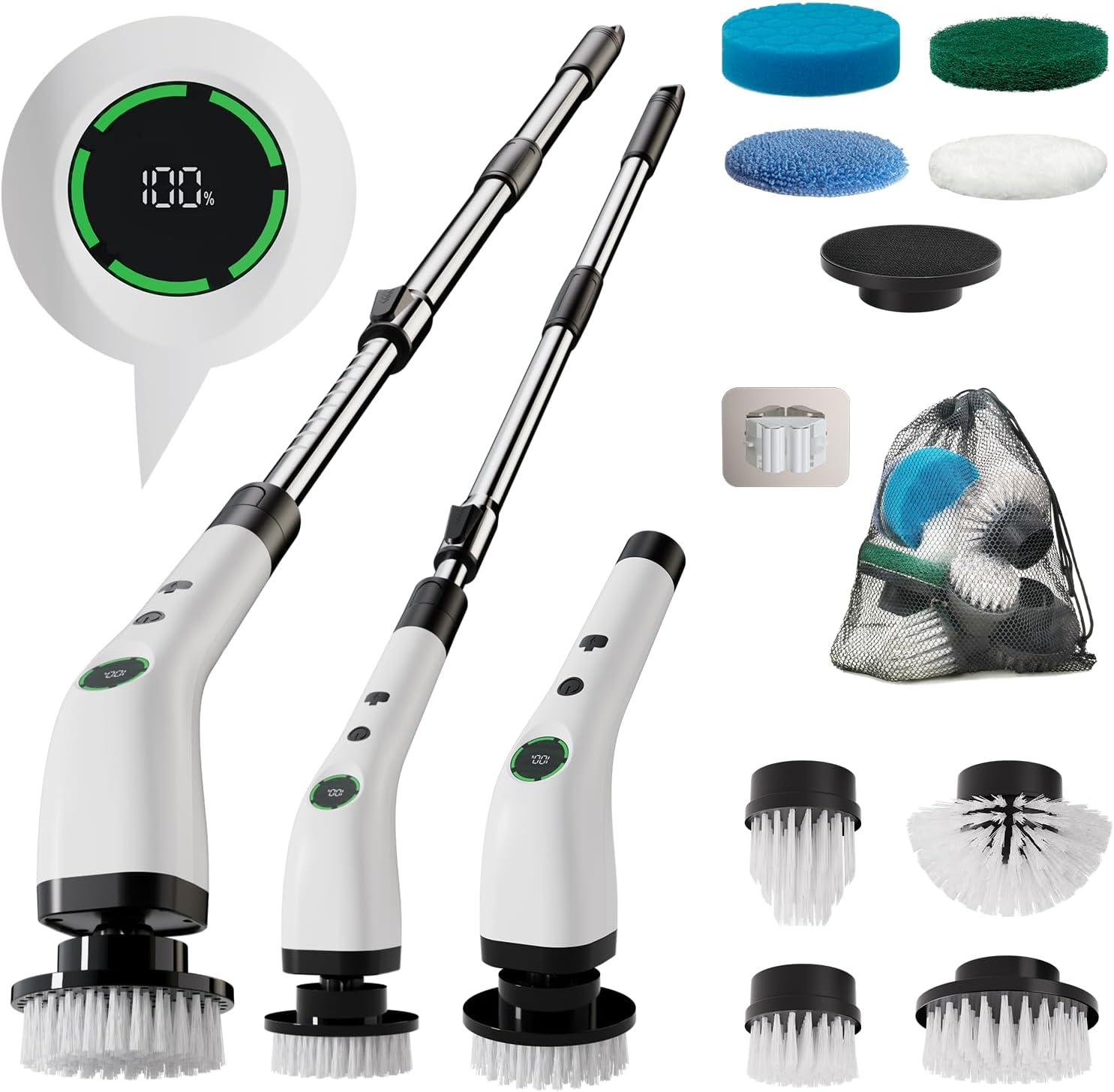 Electric Bathroom Cleaning Brush, Cordless Spin Scrubber Full Body Waterproof - View 2