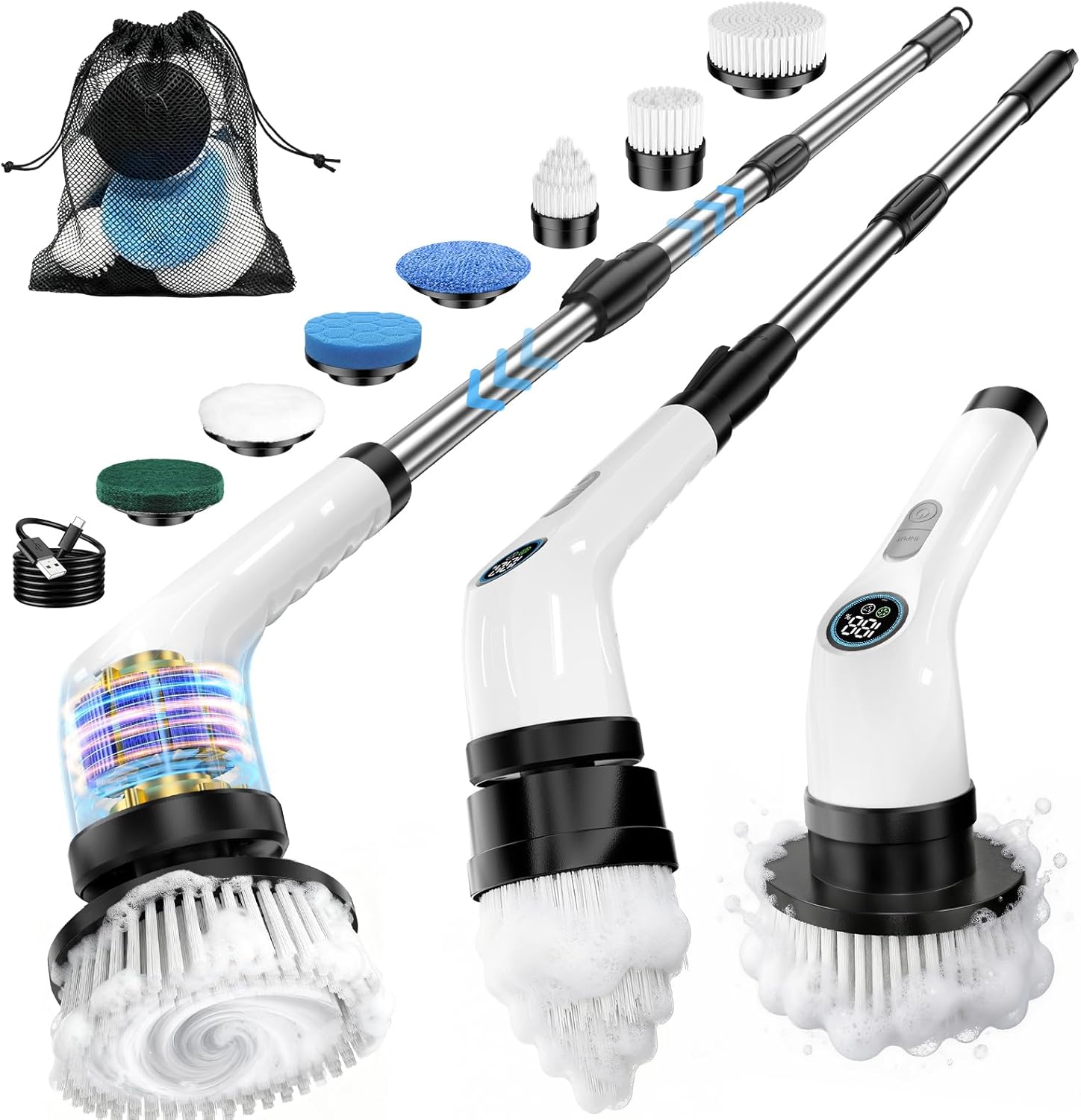 Electric Spin Scrubber, Rechargeable with Upgraded Battery & Extended Runtime,