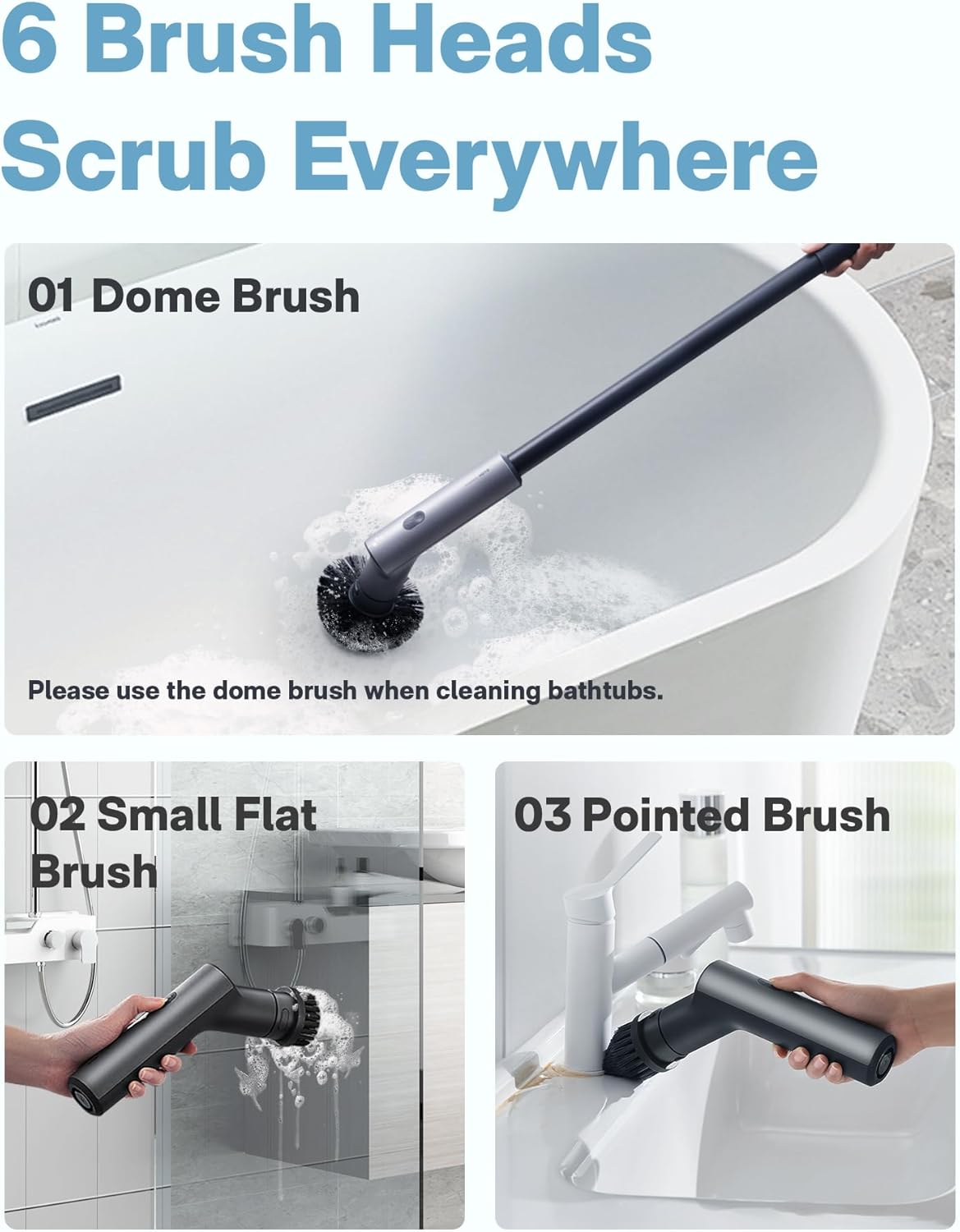 HOTO Cordless Electric Spin Scrubber, IPX7 Full Body Waterproof Bathroom - View 4