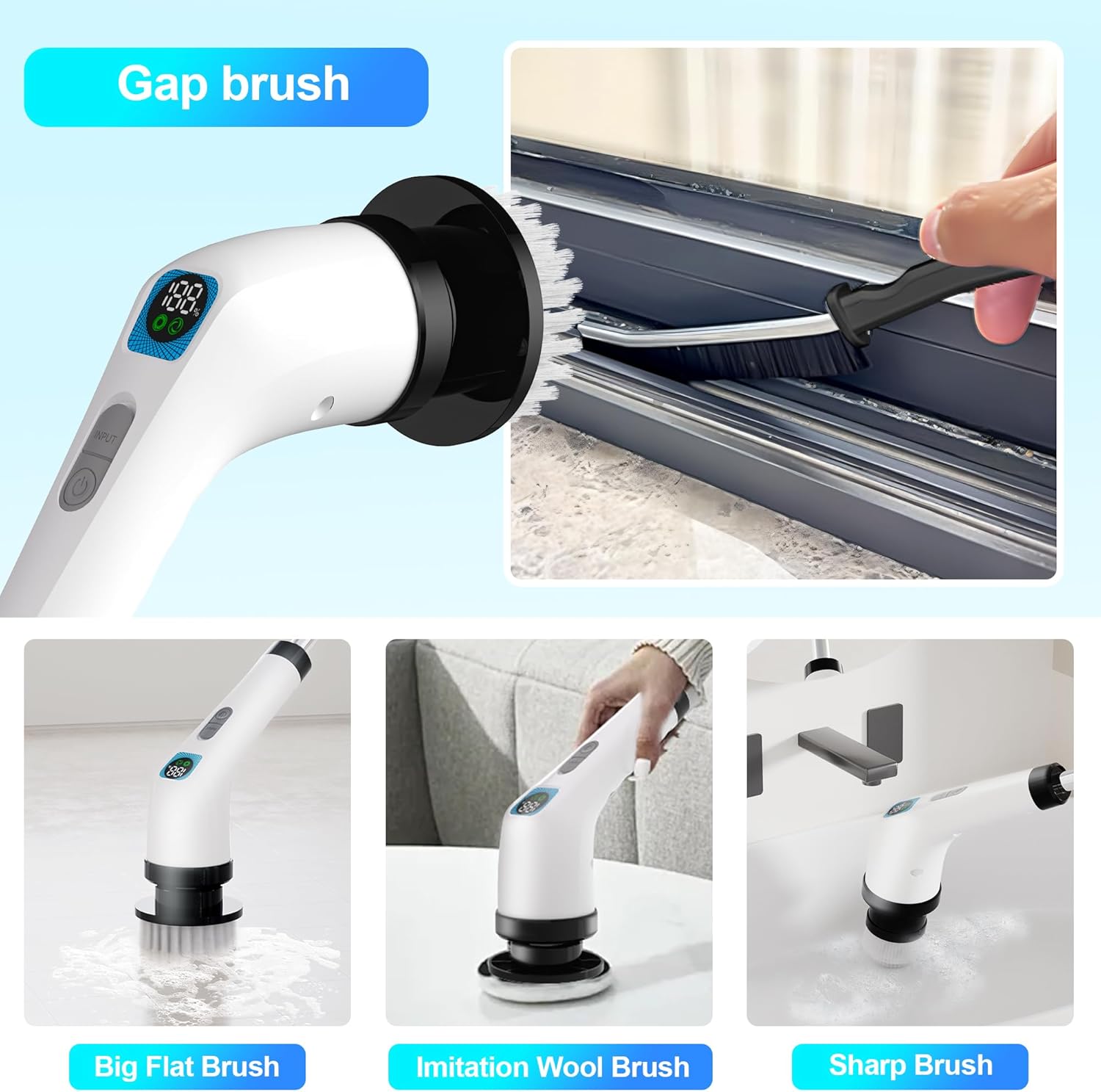 Electric Spin Scrubber for Cleaning Bathroom - Cordless Power Scrubber with 7 - View 6