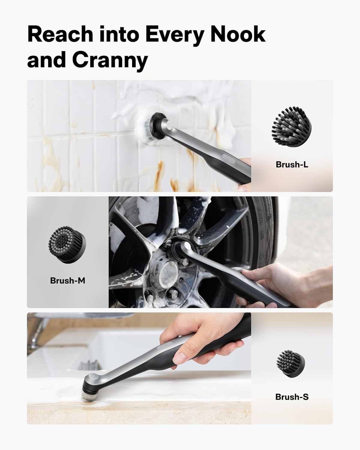 HOTO Wand™ Cordless Spin Scrubber, Electric Rechargeble Grout Cleaning Brush, - View 3