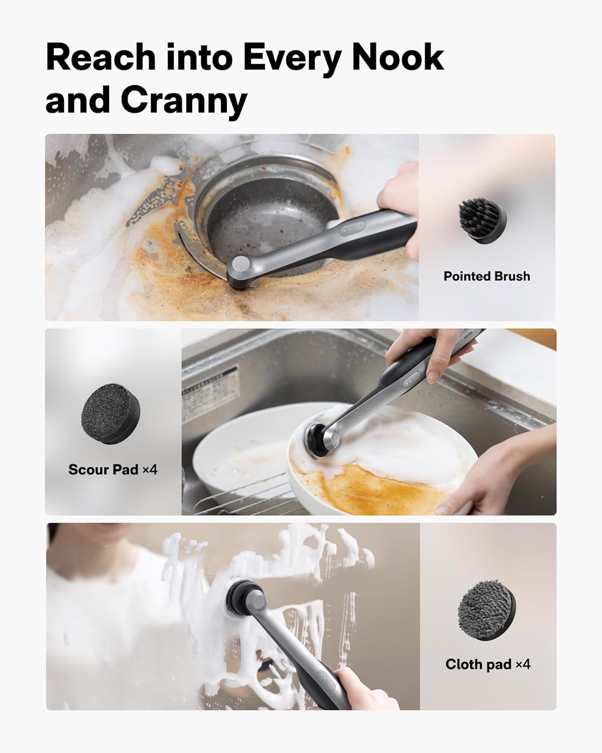 HOTO Wand™ Cordless Spin Scrubber, Electric Rechargeble Grout Cleaning Brush, - View 4