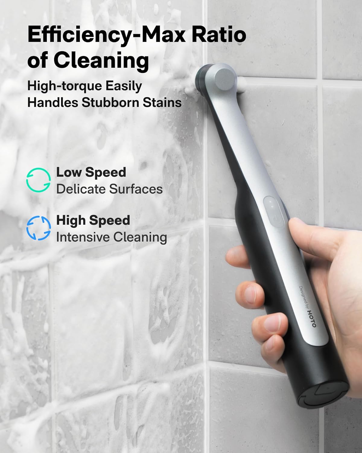 HOTO Wand™ Cordless Spin Scrubber, Electric Rechargeble Grout Cleaning Brush, - View 6