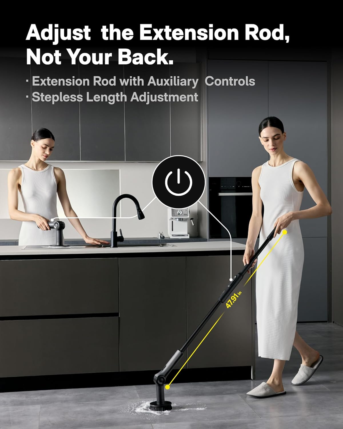 HOTO Flexi™ Cordless Electric Spin Scrubber, Adjustable Angle, Extendable - View 6