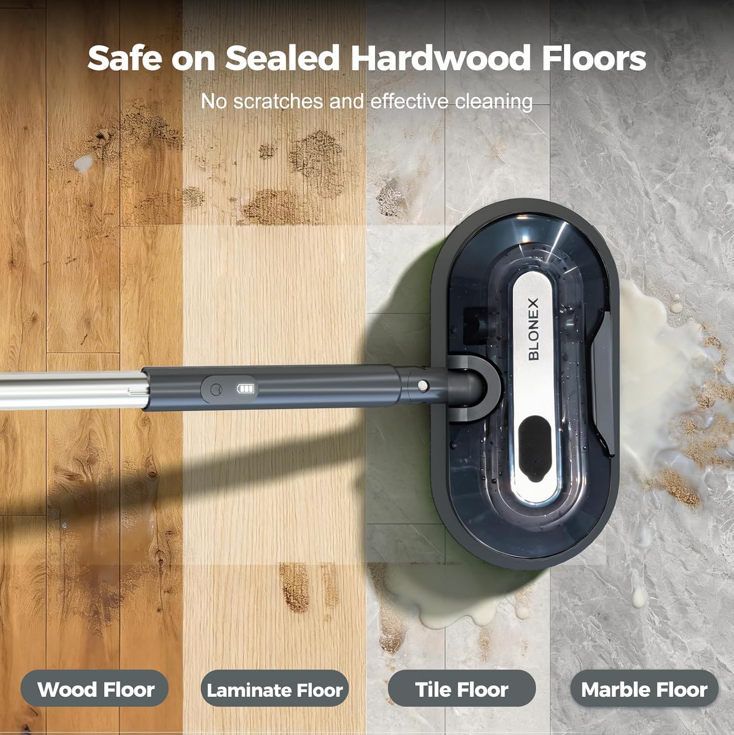 BLONEX Cordless Electric Mop with Spray & Detachable Water Tank, Lightweight - View 5