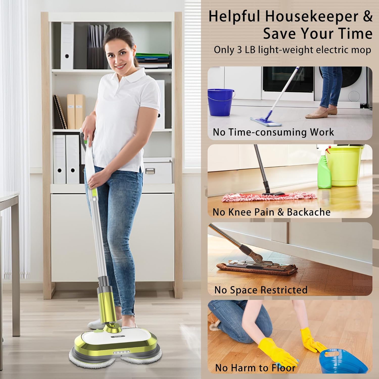 VMAI Cordless Electric Mop with Water Spray & Detachable Battery, Rechargeable - View 5