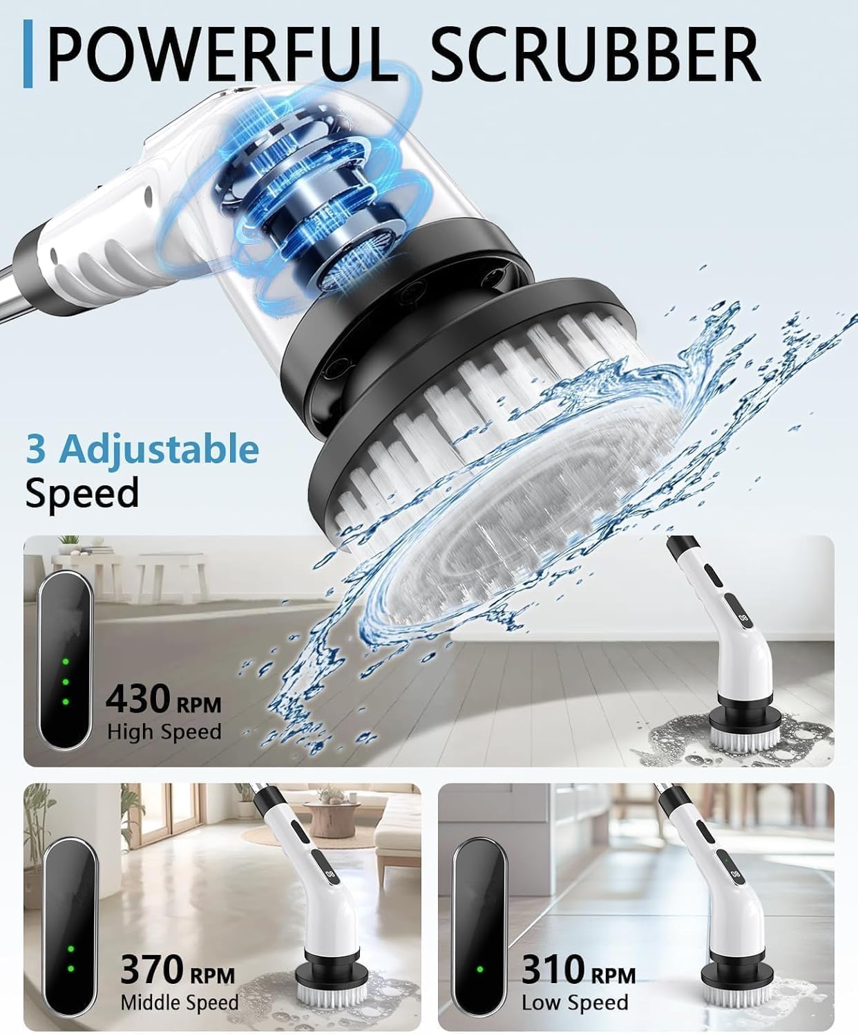 Electric Spin Scrubber for Cleaning Bathroom, Shower Scrubber Cordless Cleaning - View 2