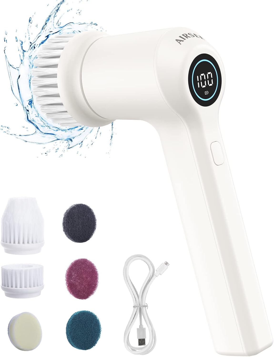 AIRSEE Electric Spin Scrubber, Cordless Power Rotating Brush, 2 Speeds, 6