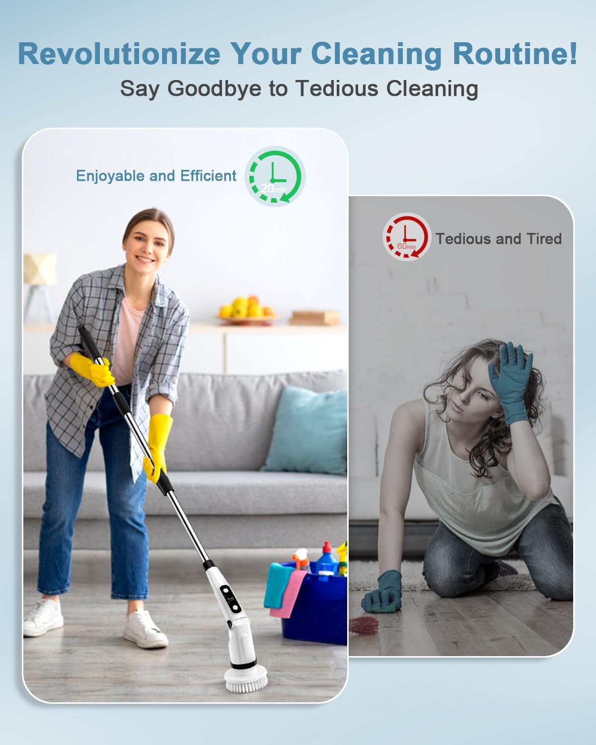 IEZFIX Electric Spin Scrubber, Bathroom Power Shower Scrubber Cleaning Brush - View 2
