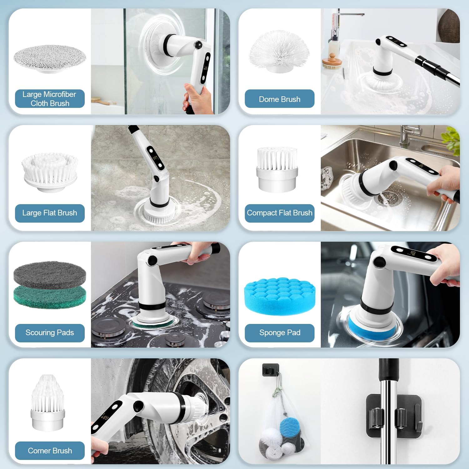 IEZFIX Electric Spin Scrubber, Bathroom Power Shower Scrubber Cleaning Brush - View 6