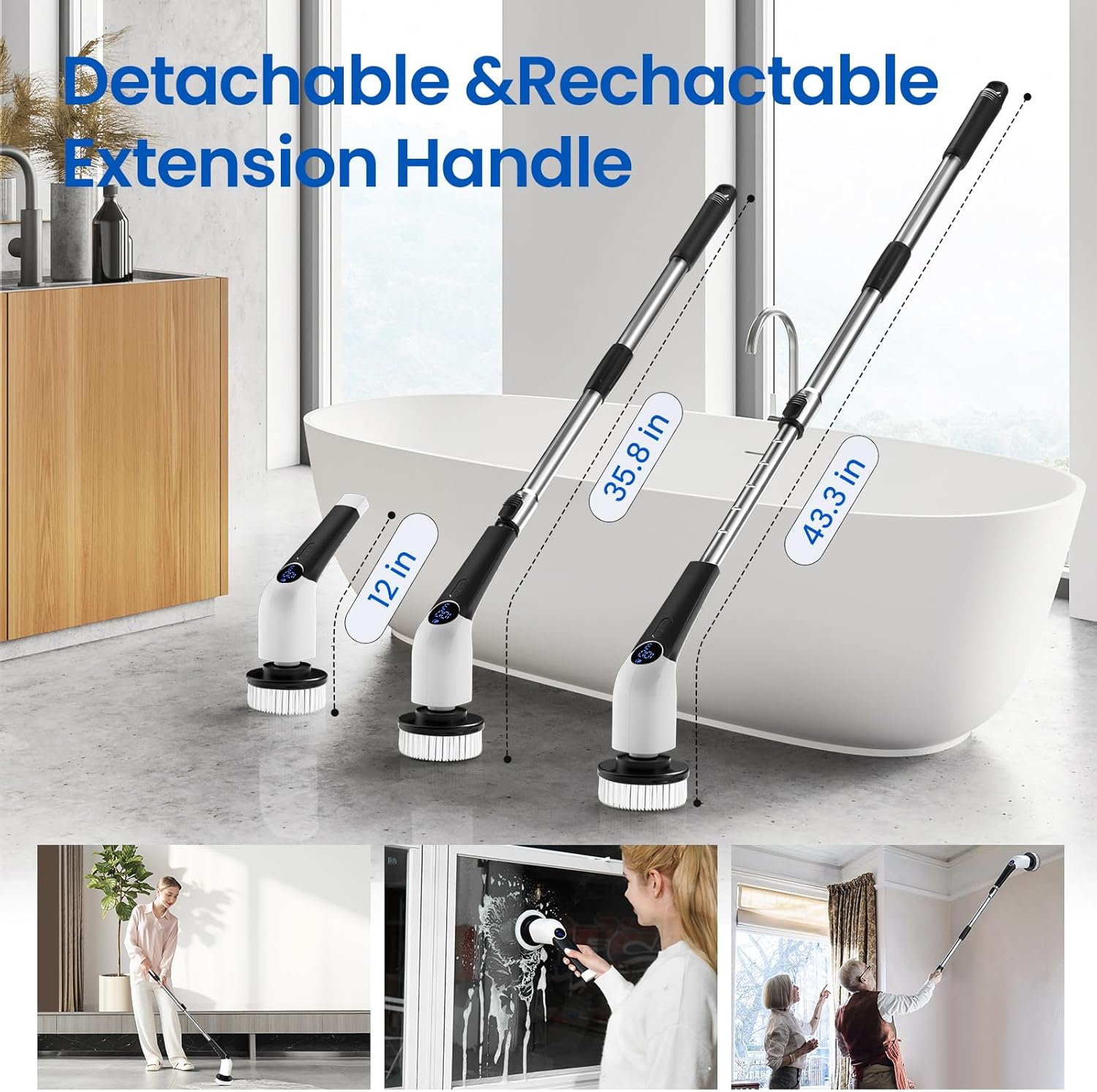 Jorking Electric Spin Scrubber, Cordless Power Scrubber Up to 420RPM Powerful - View 4