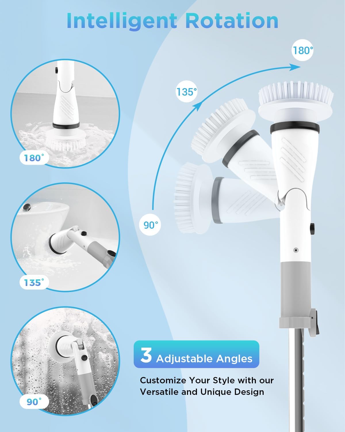 Electric Spin Scrubber, Cordless Power Brush Floor Scrubber with Adjustable - View 3