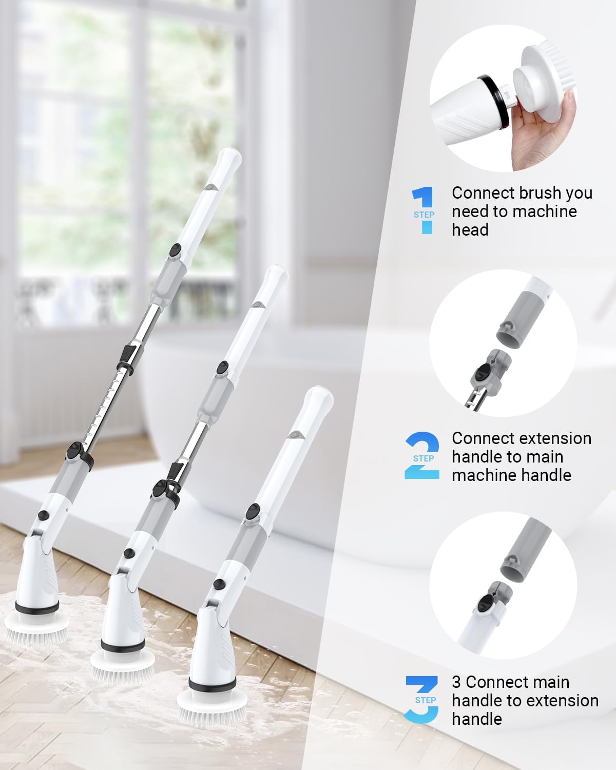 Electric Spin Scrubber, Cordless Power Brush Floor Scrubber with Adjustable - View 4