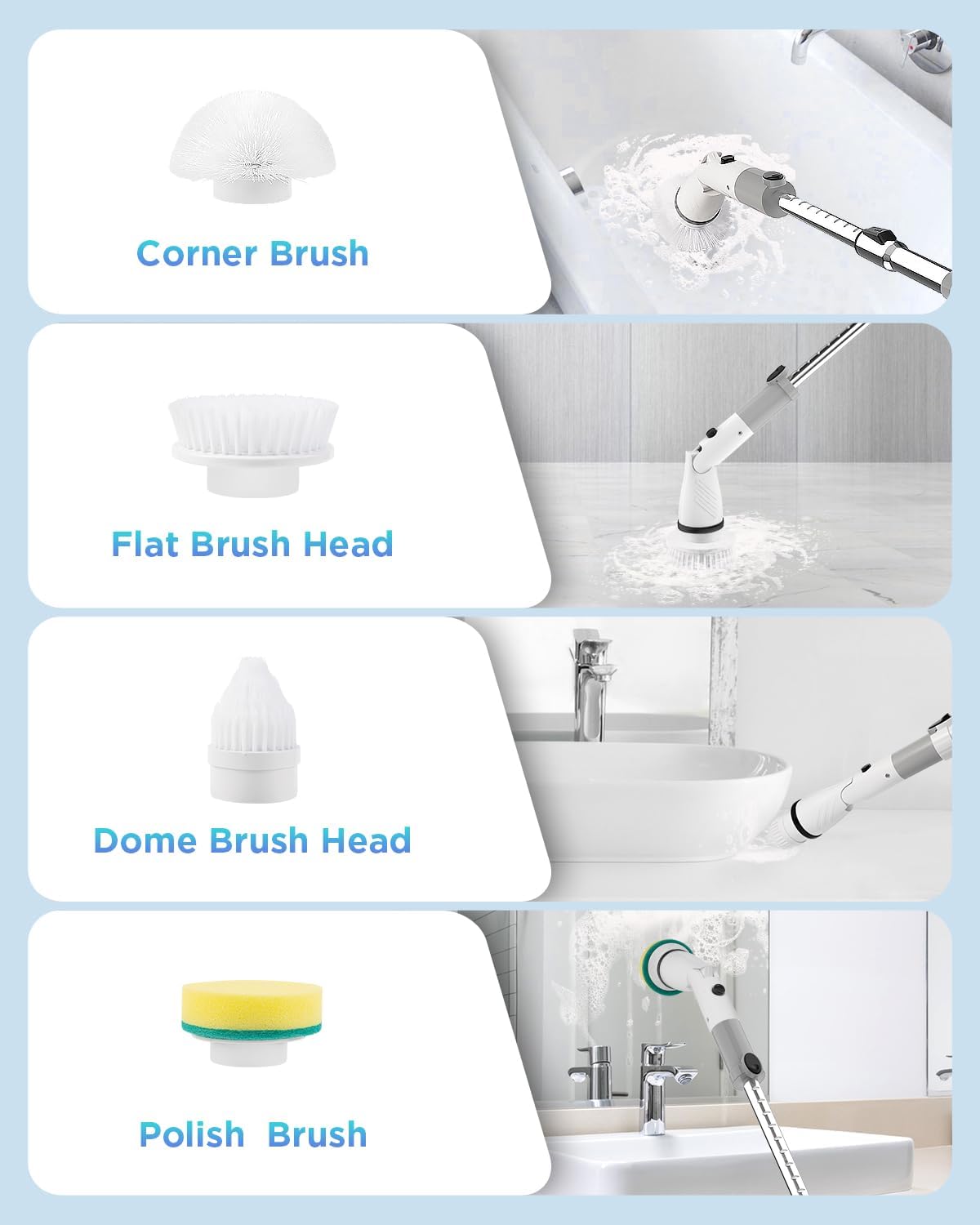 Electric Spin Scrubber, Cordless Power Brush Floor Scrubber with Adjustable - View 6