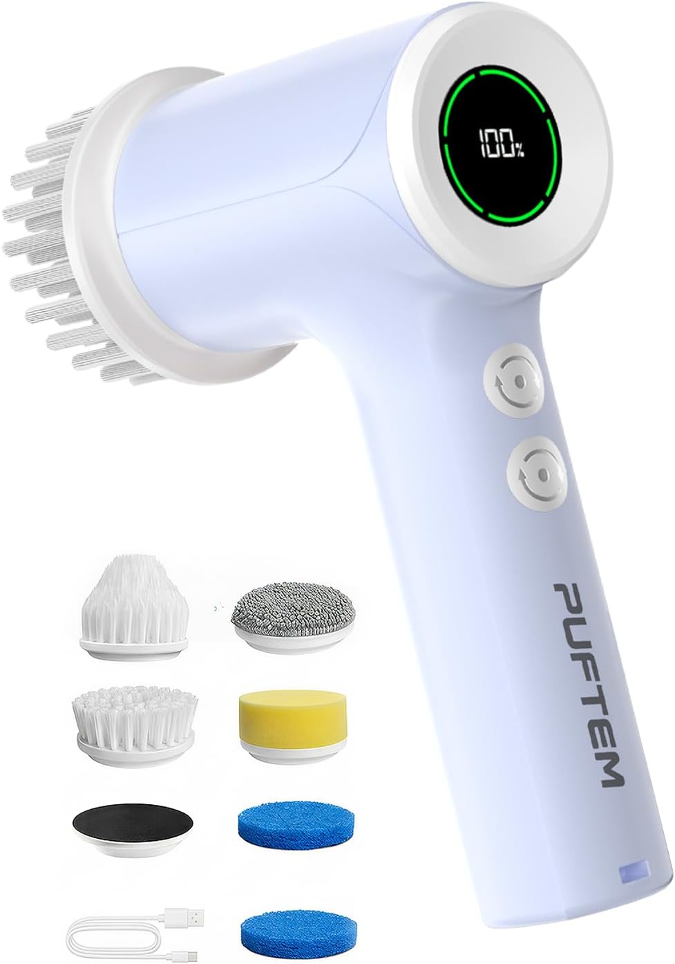 PUFTEM Electric Spin Scrubber for Bathroom Cleaning, Cordless Shower Scrubber