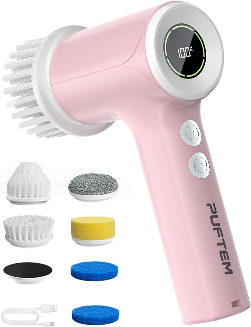 PUFTEM Electric Spin Scrubber for Bathroom Cleaning, Cordless Shower Scrubber - View 2