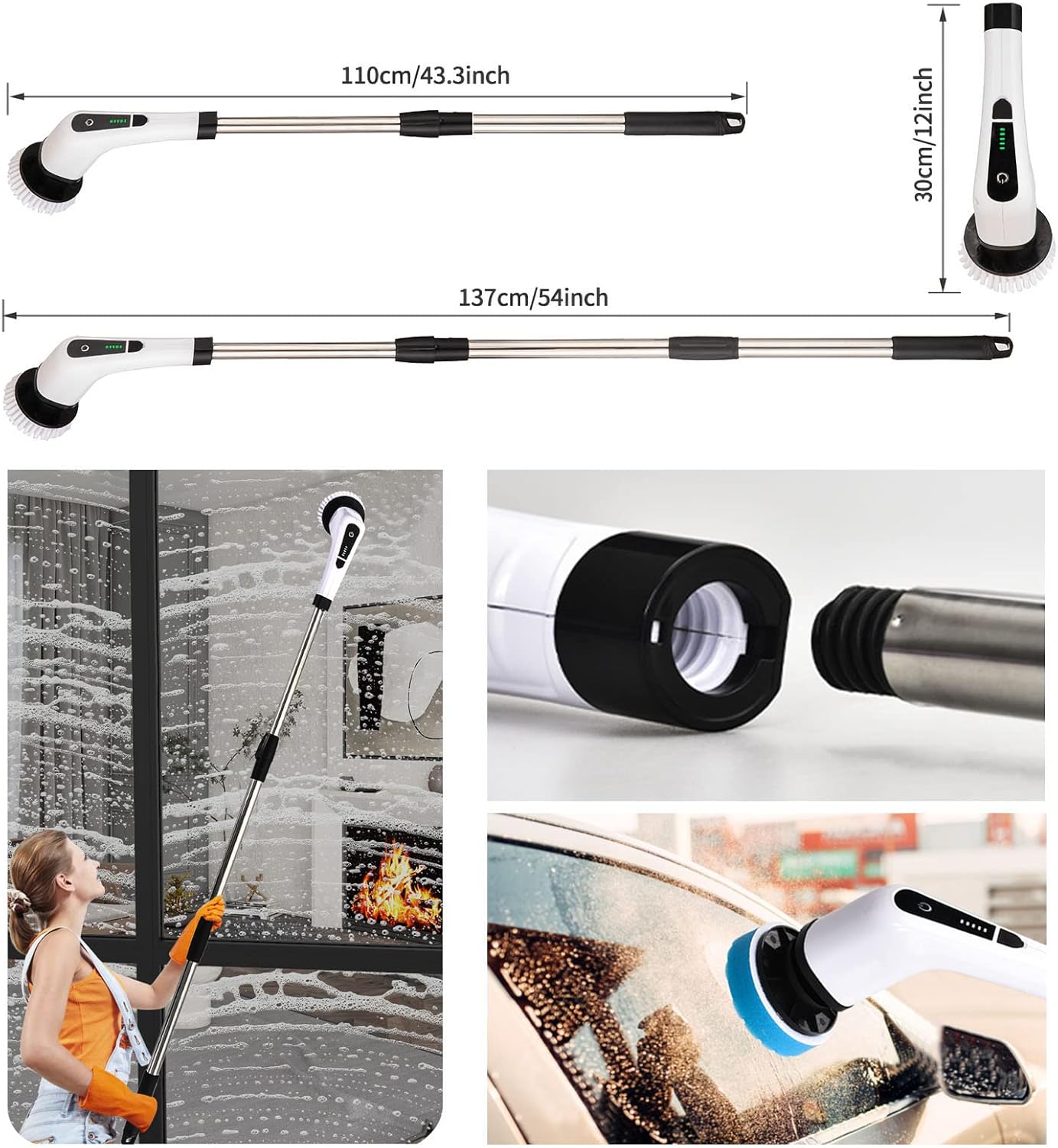 Electric Spin Scrubber, FARI Shower Cleaning Brush with 8 Replaceable Drill - View 3
