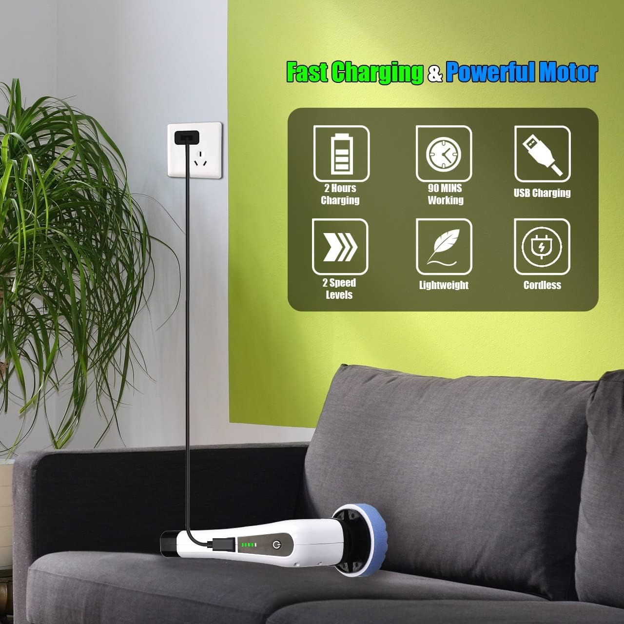 Electric Spin Scrubber, FARI Shower Cleaning Brush with 8 Replaceable Drill - View 6