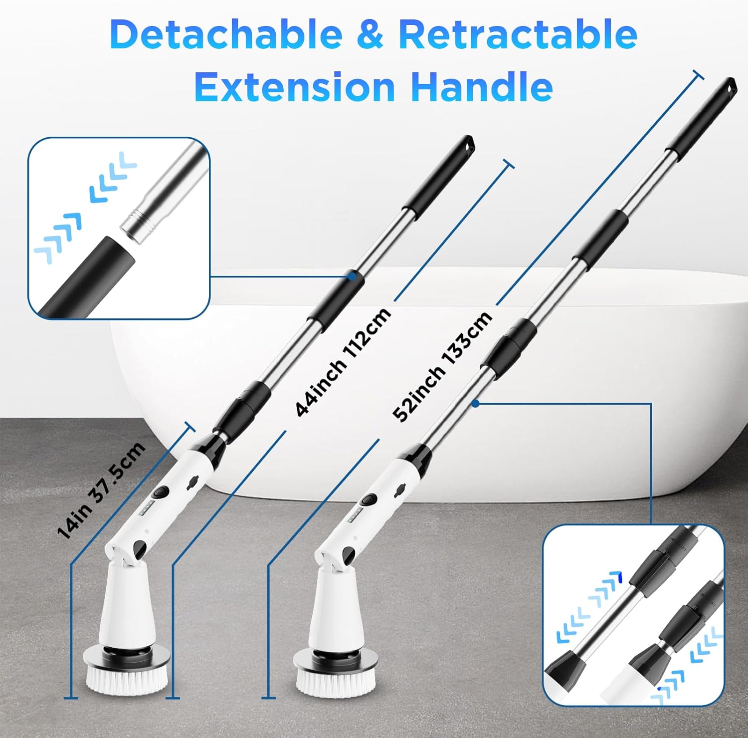 Electric Spin Scrubber, Bathroom Cleaner, Power Shower Cleaning Brush with - View 5