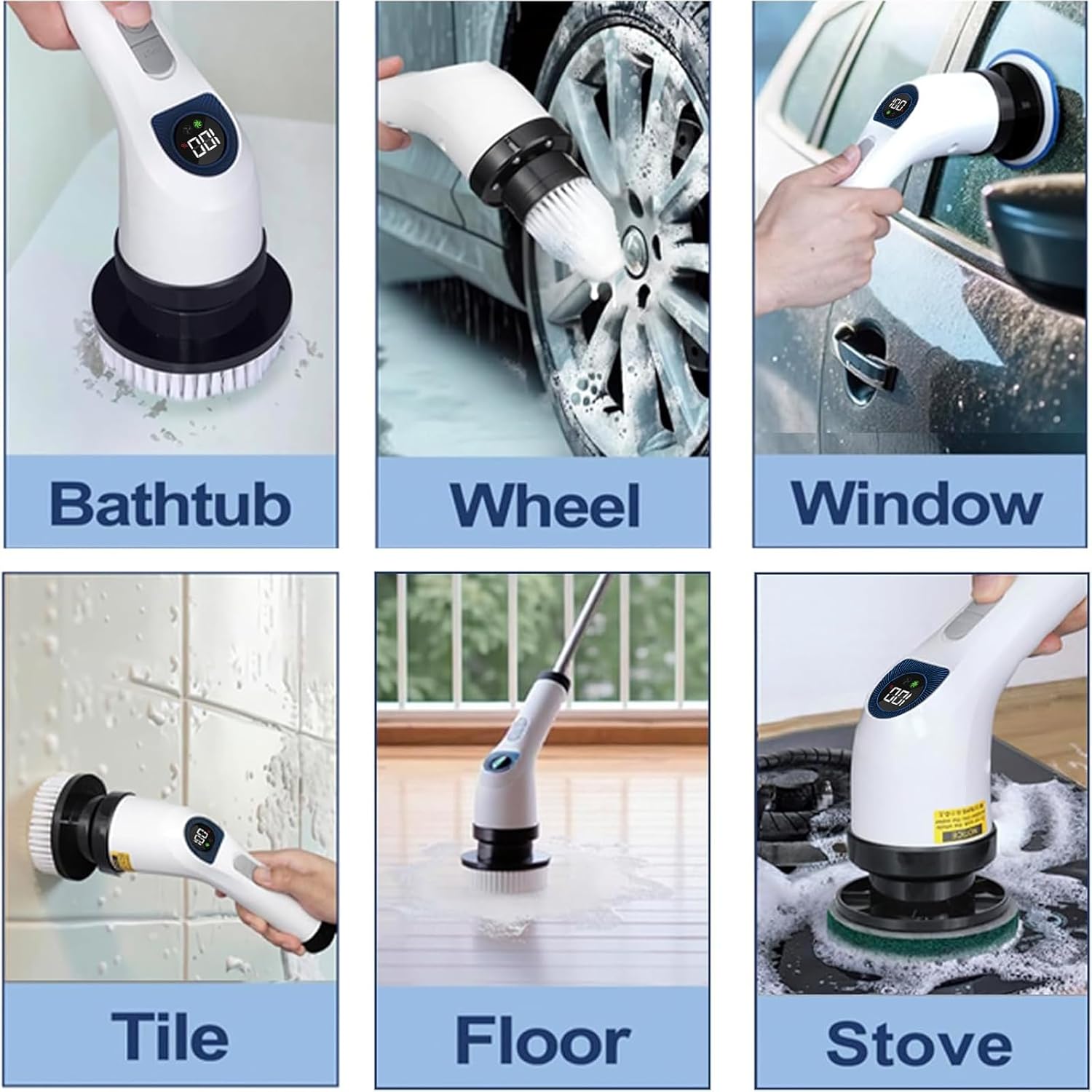 Electric Spin Scrubber for Cleaning, Adjustable Shower Brush with 7 Replaceable - View 6