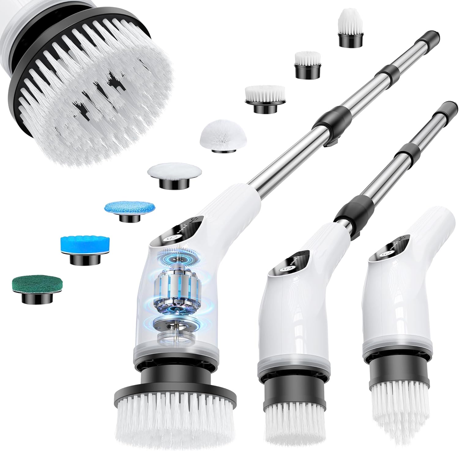 Electric Spin Scrubber, Cordless Cleaning Brush with 8 Replaceable Heads,