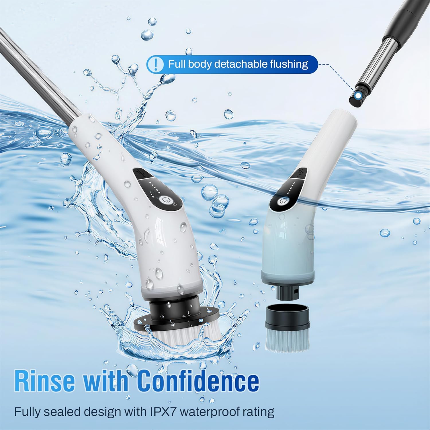 Electric Spin Scrubber, Cordless Cleaning Brush with 8 Replaceable Heads, - View 5