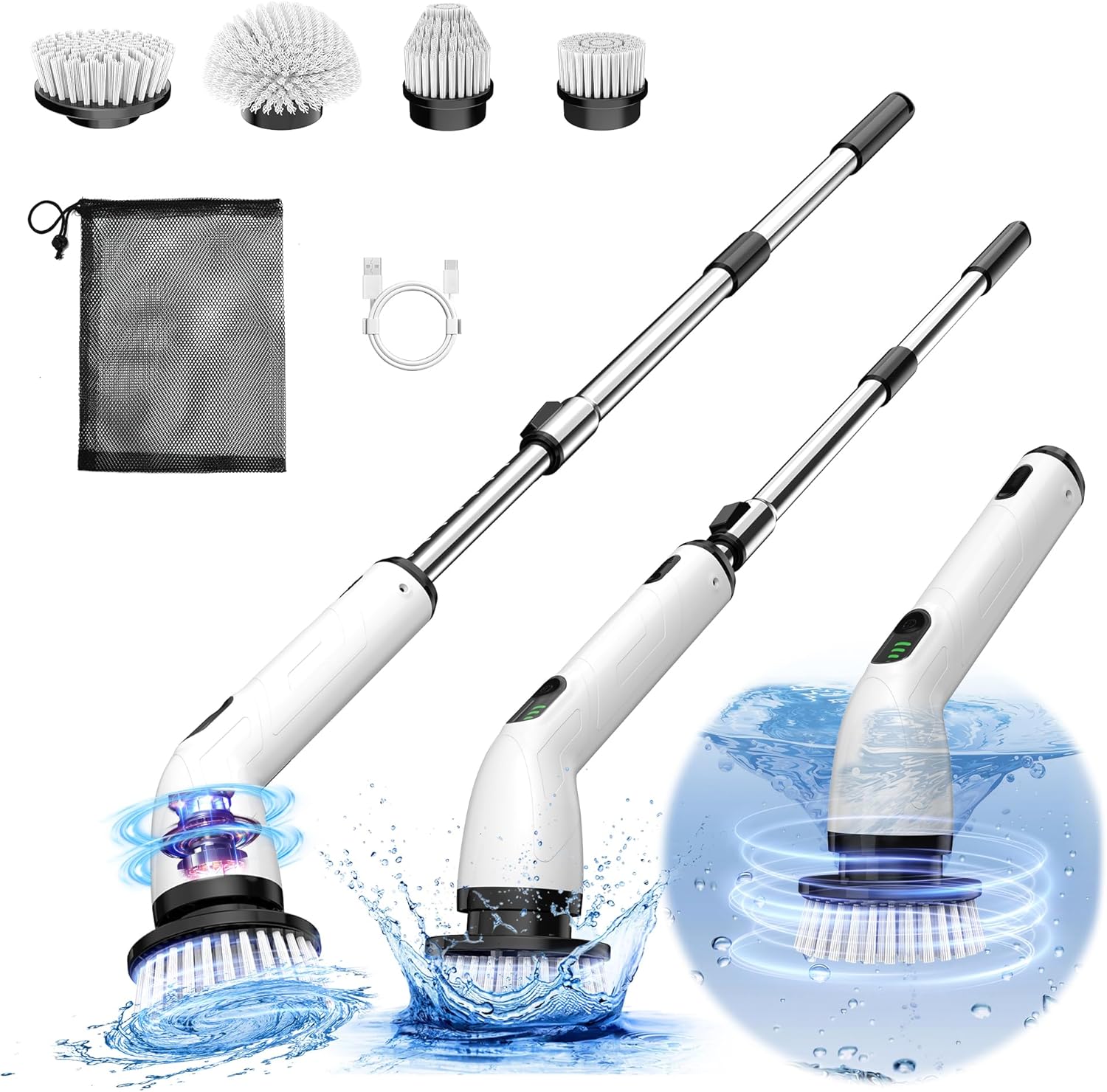 Electric Spin Scrubber, Full-Body IPX7 Waterproof Bathroom Scrubber,4