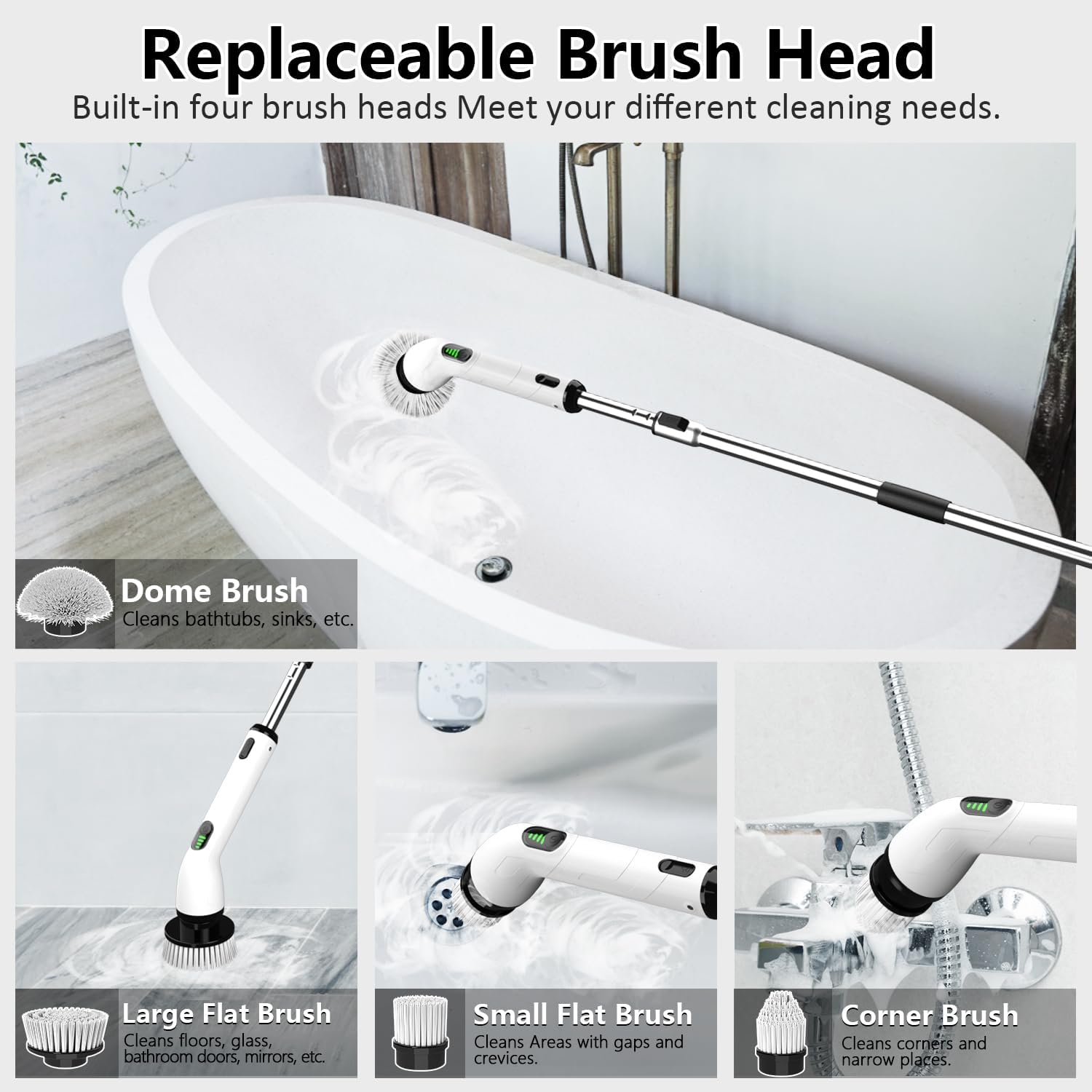 Electric Spin Scrubber, Full-Body IPX7 Waterproof Bathroom Scrubber,4 - View 5