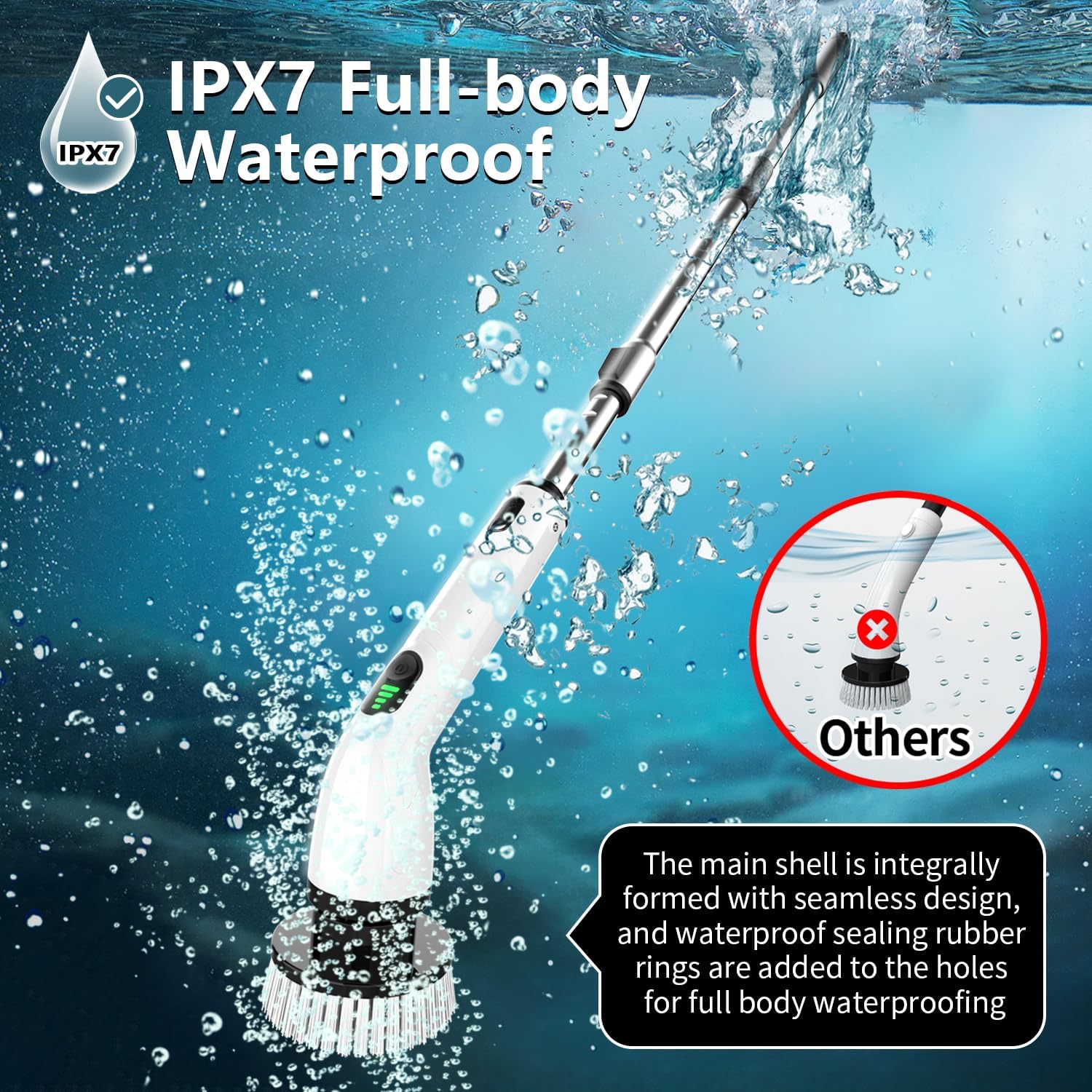 Electric Spin Scrubber, Full-Body IPX7 Waterproof Bathroom Scrubber,4 - View 6
