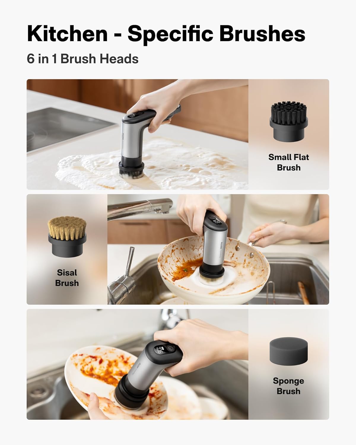 HOTO Grip™ Cordless Electric Spin Scrubber, IPX7 Waterproof, Lightweight at - View 3