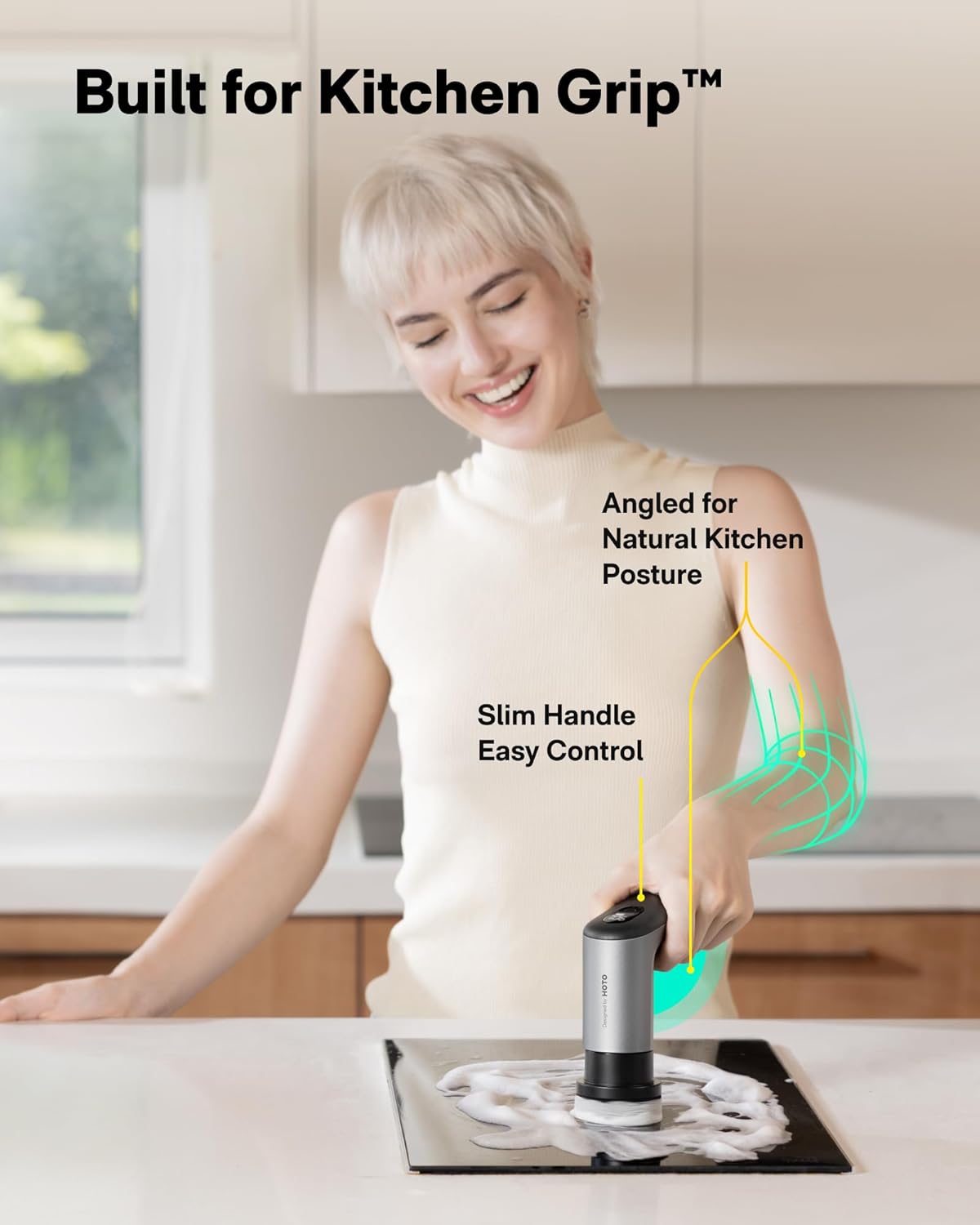 HOTO Grip™ Cordless Electric Spin Scrubber, IPX7 Waterproof, Lightweight at - View 5