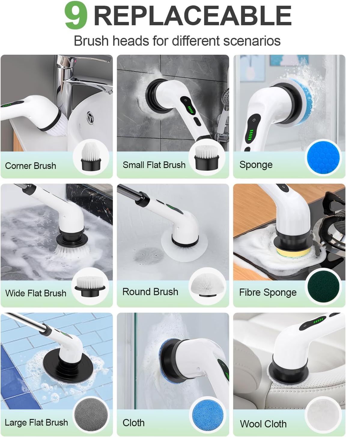 Electric Spin Scrubber, PX7 Waterproof for Floor Tub Tile Car, O-White. - View 3