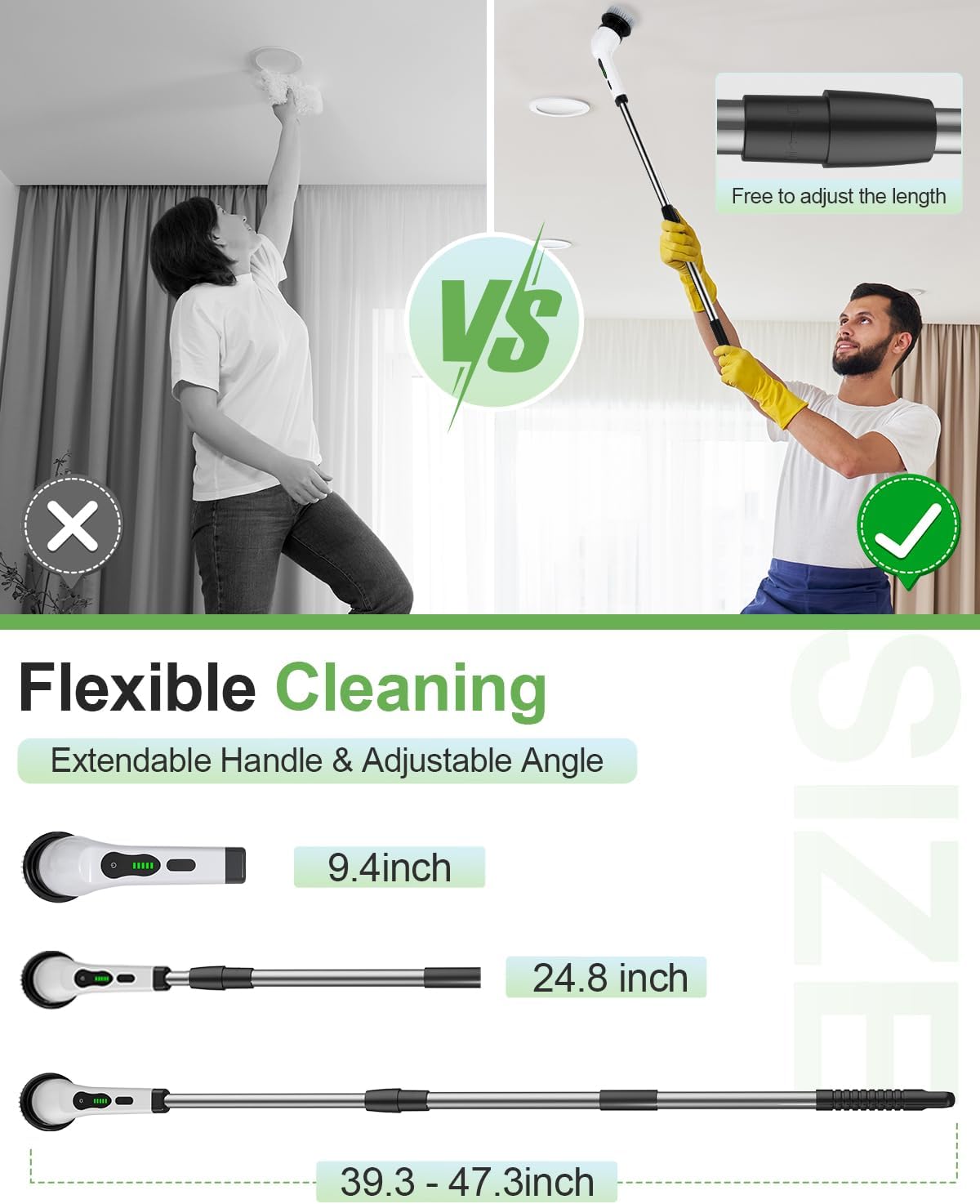 Electric Spin Scrubber, PX7 Waterproof for Floor Tub Tile Car, O-White. - View 6