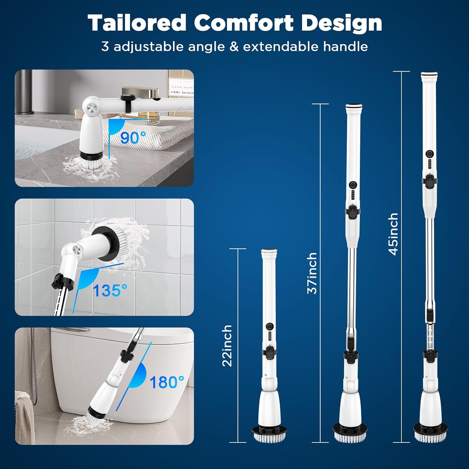 Electric Spin Scrubber, Upgraded Bathroom Cleaner, Power Shower Cleaning Brush - View 2
