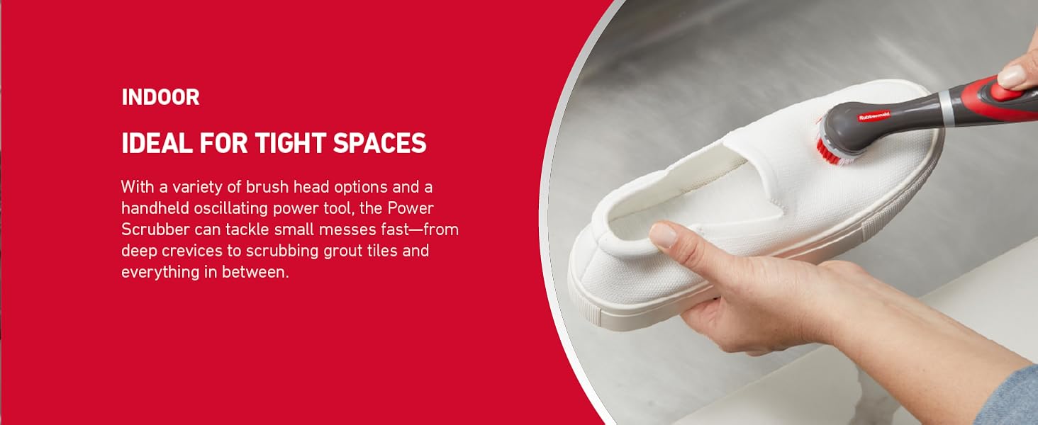 Rubbermaid Reveal Power Scrubber 18-Piece Kit, Cordless Electric Battery Powered Scrub Brush, Water Resistant, for Home/Kitchen/Bathroom/Grout/Tile/Shower/Tub detail 3