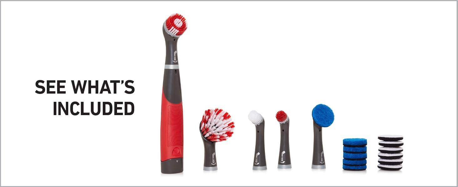 Rubbermaid Reveal Power Scrubber 18-Piece Kit, Cordless Electric Battery Powered Scrub Brush, Water Resistant, for Home/Kitchen/Bathroom/Grout/Tile/Shower/Tub detail 10
