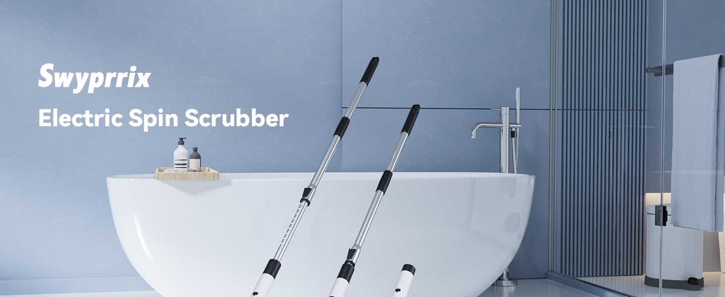 Electric Bathroom Cleaning Brush, Cordless Spin Scrubber Full Body Waterproof IPX7 with Adjustable Handle, 8 Replaceable Brush Heads for Bathtub/Kitchen/Window/Home -SD-CTB01 detail 1