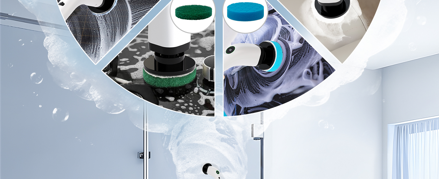 Electric Bathroom Cleaning Brush, Cordless Spin Scrubber Full Body Waterproof IPX7 with Adjustable Handle, 8 Replaceable Brush Heads for Bathtub/Kitchen/Window/Home -SD-CTB01 detail 5