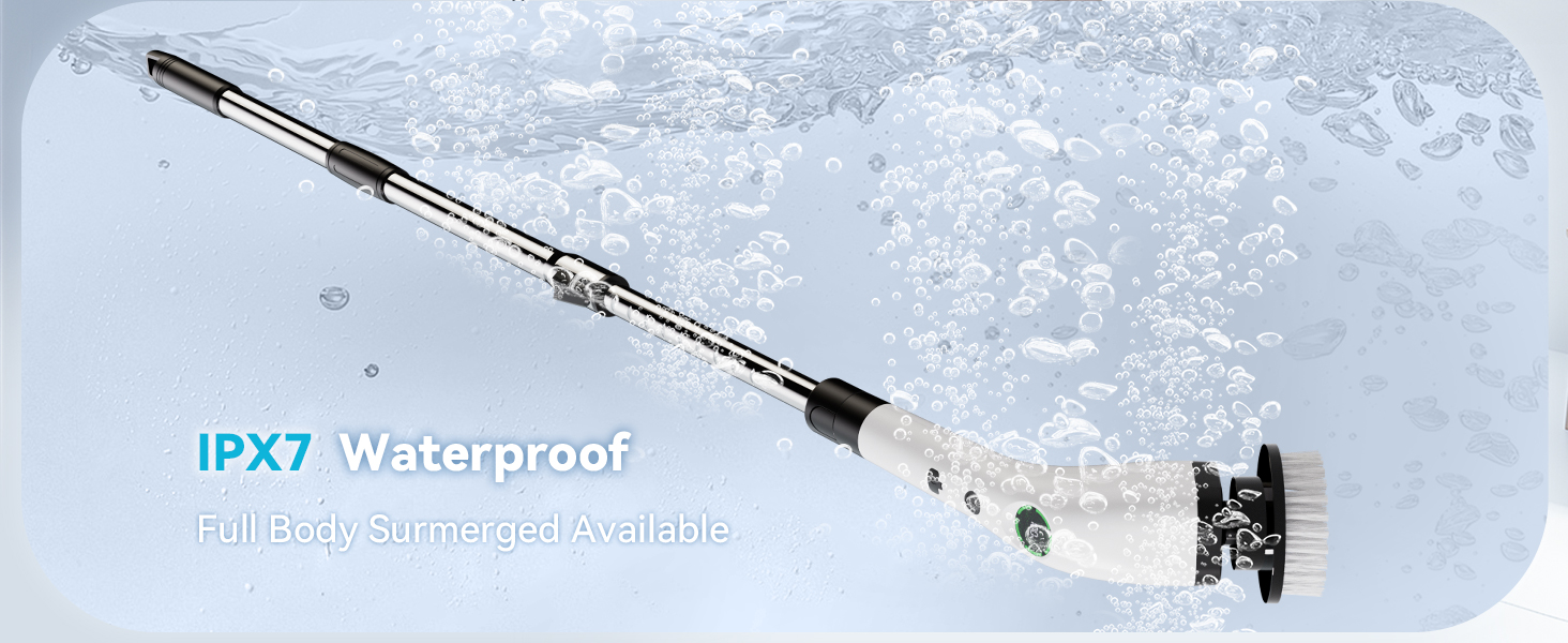Electric Bathroom Cleaning Brush, Cordless Spin Scrubber Full Body Waterproof IPX7 with Adjustable Handle, 8 Replaceable Brush Heads for Bathtub/Kitchen/Window/Home -SD-CTB01 detail 7