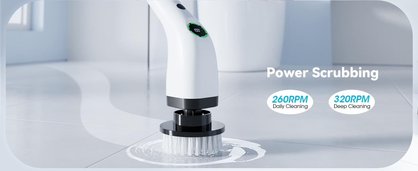 Electric Bathroom Cleaning Brush, Cordless Spin Scrubber Full Body Waterproof IPX7 with Adjustable Handle, 8 Replaceable Brush Heads for Bathtub/Kitchen/Window/Home -SD-CTB01 detail 8