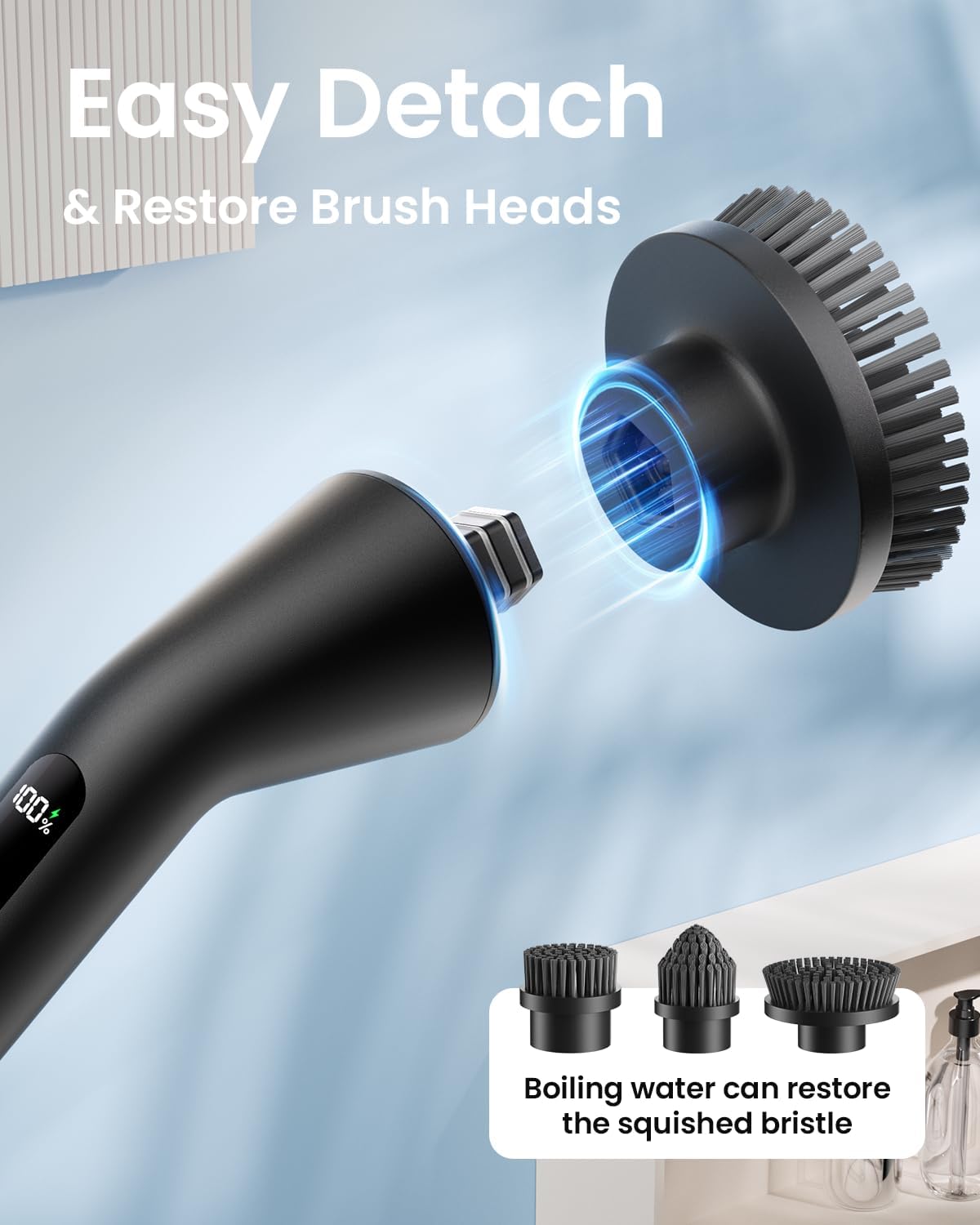 Leebein Electric Spin Scrubber, 2026 Upgraded Cordless Cleaning Brush Bathroom Scrubber, IPX7 Waterproof Electric Scrubber with 7 Brush Heads, Extendable Long Handle Power Scrubber for Bathtub Floor detail 10