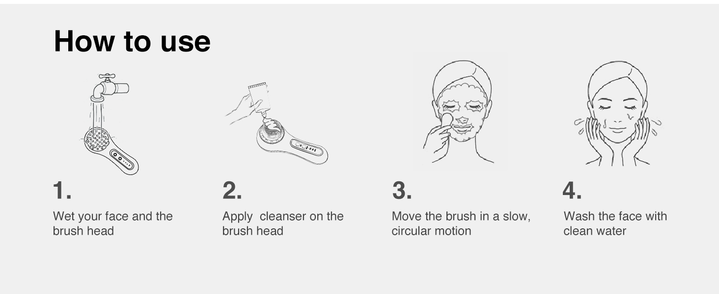 UMICKOO Electric Facial Cleansing Brush, 2-Way Rotating Face Scrubber for Daily & Deep Cleaning, 3 Modes, 5 Brush Heads, Rechargeable, IPX7 Waterproof for All Skin Types detail 10