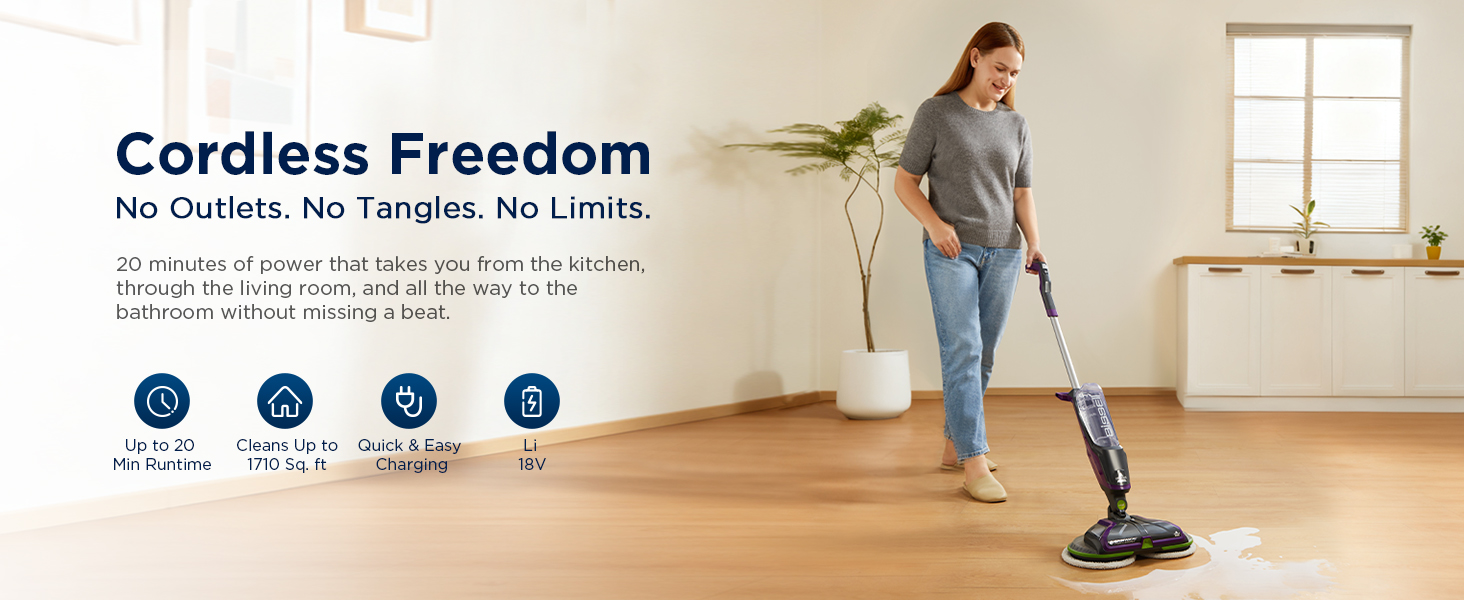 Bissell Spinwave Cordless Pet Spin Mop, 18V Electric Hard Floor Cleaner with Reusable Washable Pads, Pet Stain Removal for Sealed Wood Tile & Laminate Floors, 23157 detail 1