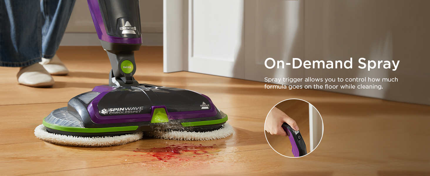 Bissell Spinwave Cordless Pet Spin Mop, 18V Electric Hard Floor Cleaner with Reusable Washable Pads, Pet Stain Removal for Sealed Wood Tile & Laminate Floors, 23157 detail 3