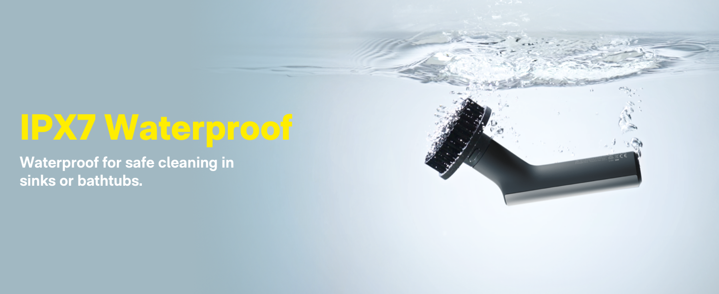 HOTO Cordless Electric Spin Scrubber, IPX7 Full Body Waterproof Bathroom Cleaning Brush, Max 22 in-lb, Shower Scrubber Brush with Long Handle, 6 Brush Heads, Power Scrubber for Bathroom, Floor, Tile detail 4