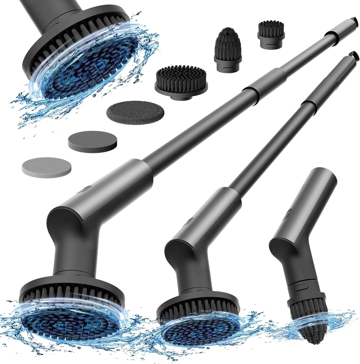 HOTO Cordless Electric Spin Scrubber, IPX7 Full Body Waterproof Bathroom Cleaning Brush, Max 22 in-lb, Shower Scrubber Brush with Long Handle, 6 Brush Heads, Power Scrubber for Bathroom, Floor, Tile detail 13