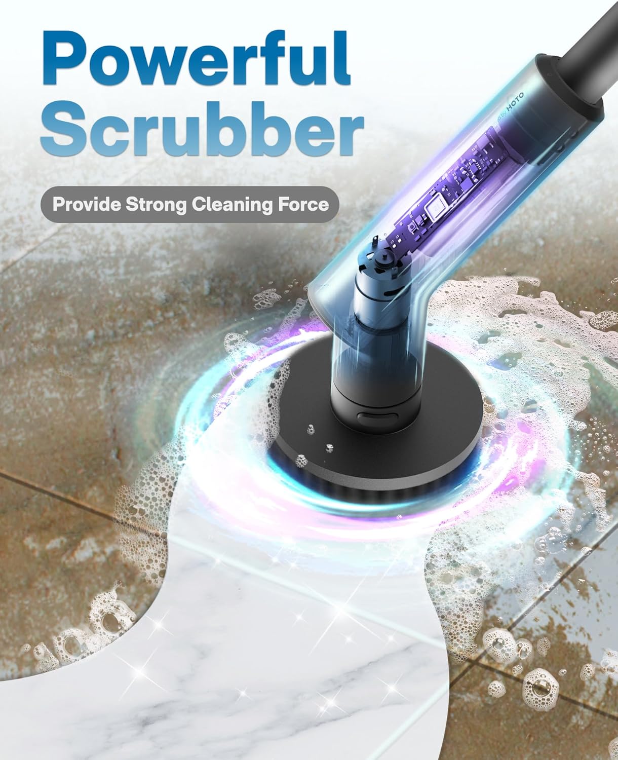 HOTO Cordless Electric Spin Scrubber, IPX7 Full Body Waterproof Bathroom Cleaning Brush, Max 22 in-lb, Shower Scrubber Brush with Long Handle, 6 Brush Heads, Power Scrubber for Bathroom, Floor, Tile detail 18