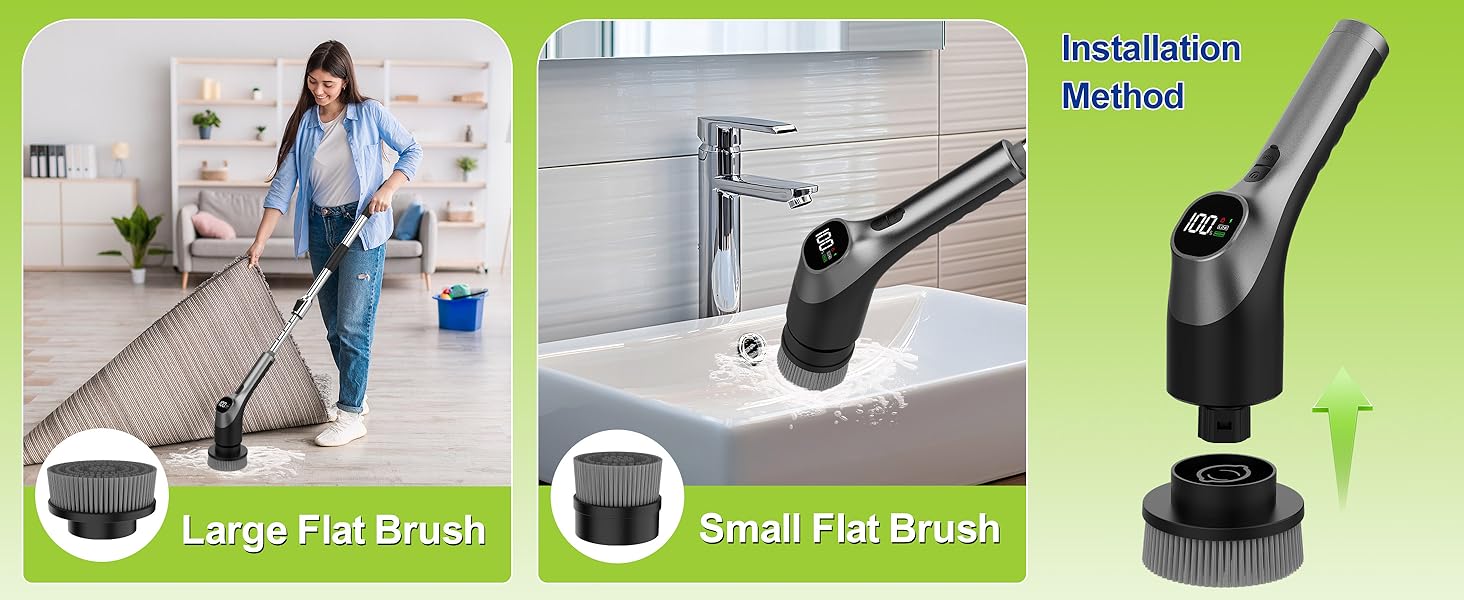 WKY-G3-Electric Spin Scrubber - Upgraded 10-in-1 IPX7 Waterproof Shower Cleaner Brush, Retractable Handle & 2-Speed for Toilet, Bathroom, Bathtub, Tile Floors Black detail 6