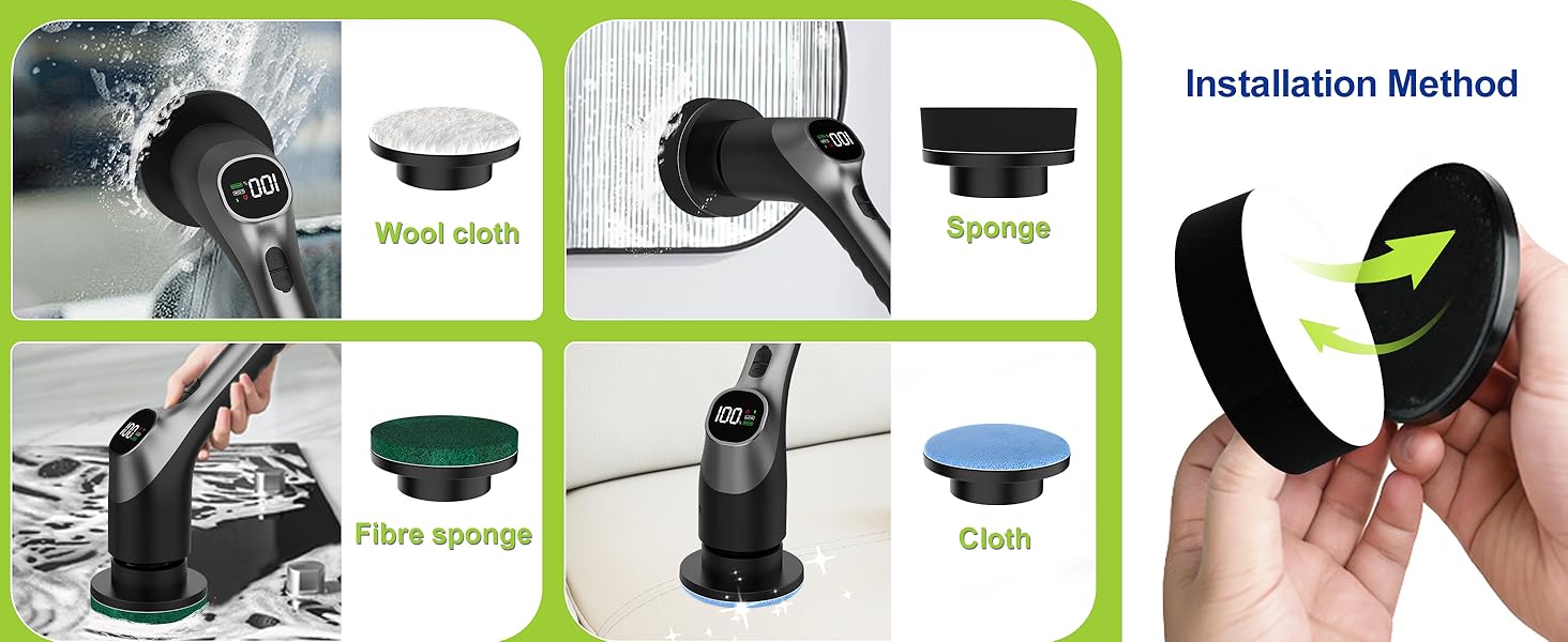WKY-G3-Electric Spin Scrubber - Upgraded 10-in-1 IPX7 Waterproof Shower Cleaner Brush, Retractable Handle & 2-Speed for Toilet, Bathroom, Bathtub, Tile Floors Black detail 7